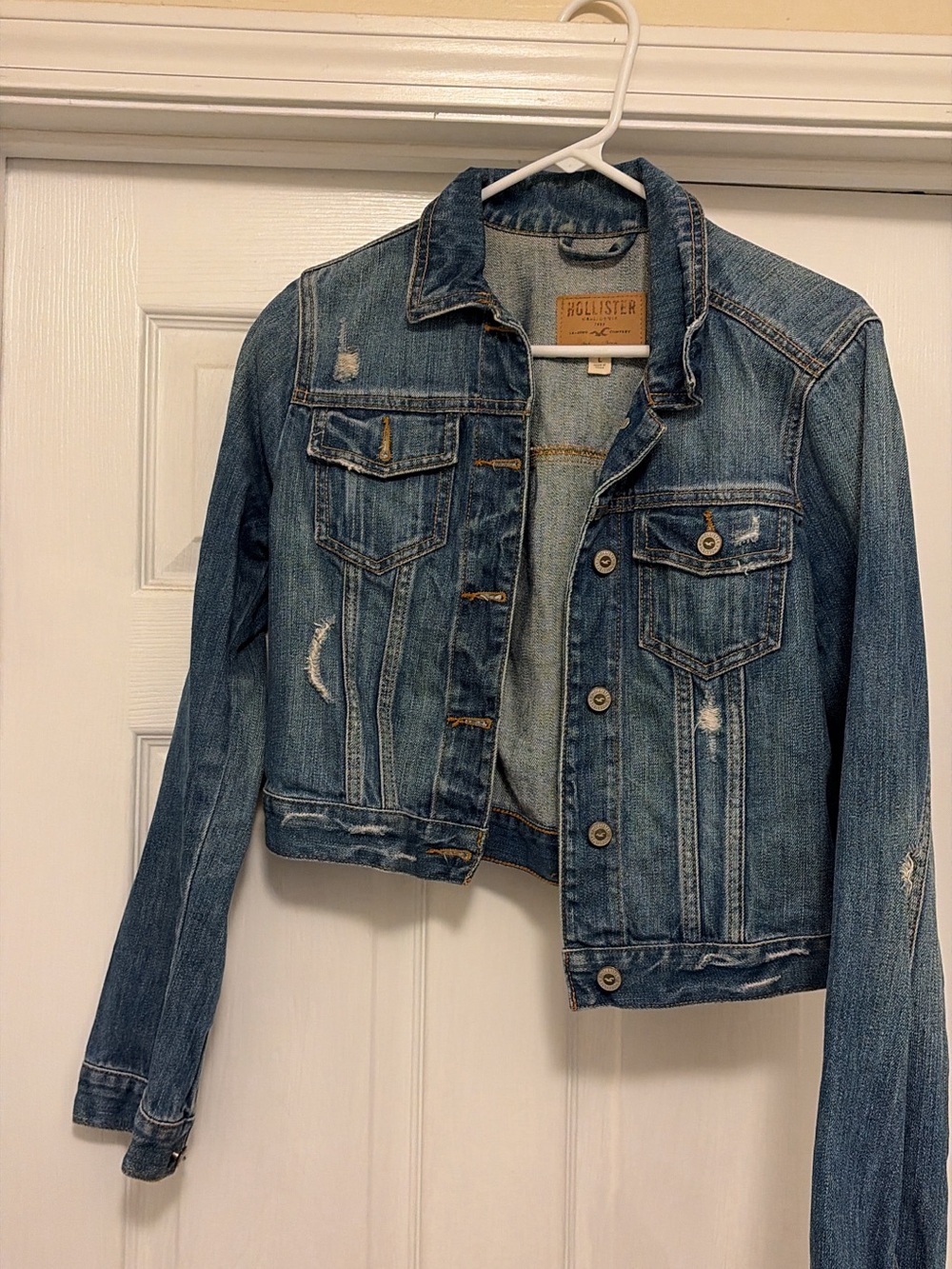 Hollister Distressed Medium Blue Denim Jacket